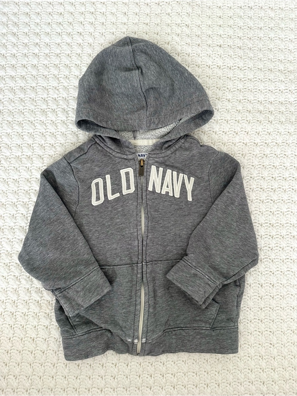 Old Navy 2T Toddler Kids Hooded Zip Sweatshirt Heathered Gray Cotton Cozy Soft